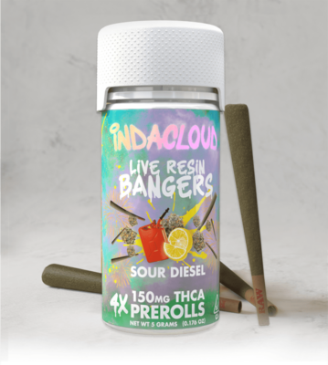 Sour Diesel Live Resin Bangers THCa Pre-Rolls 4 x 1.25 Gram Joints